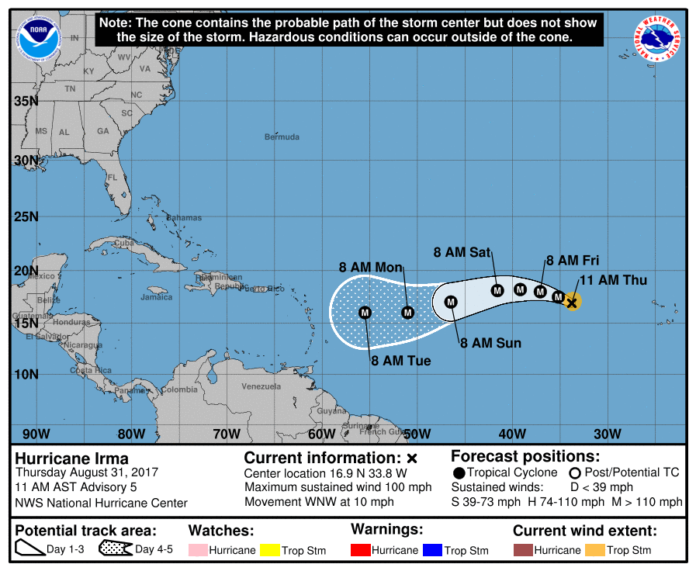 Huracán Irma, categoría 2