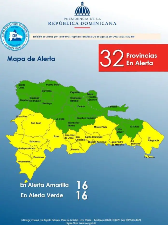 alerta_coe1 Tormenta Tropical Franklin